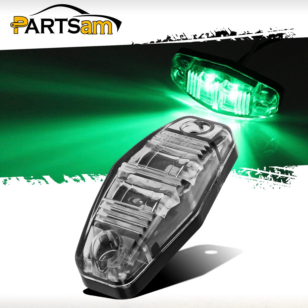 Clear Lens Green Car Marker Light Truck Clearance Lights Trailer 2 LEDs