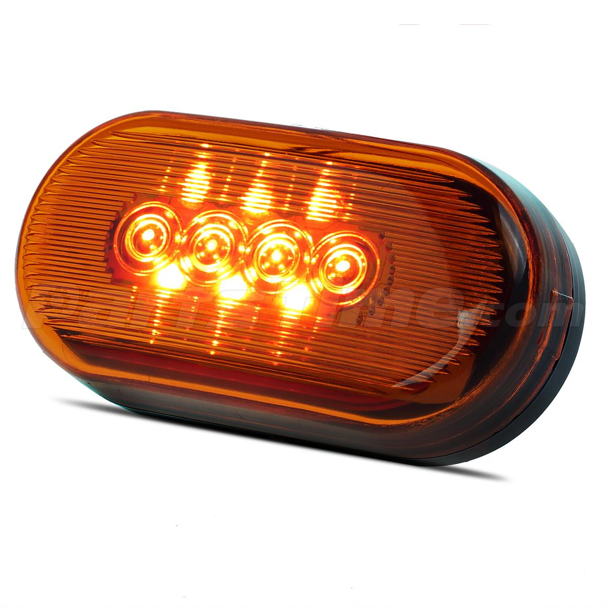 4" x 2" Led Amber Yellow Clearance Light Oval Marker Trailer RV Camper