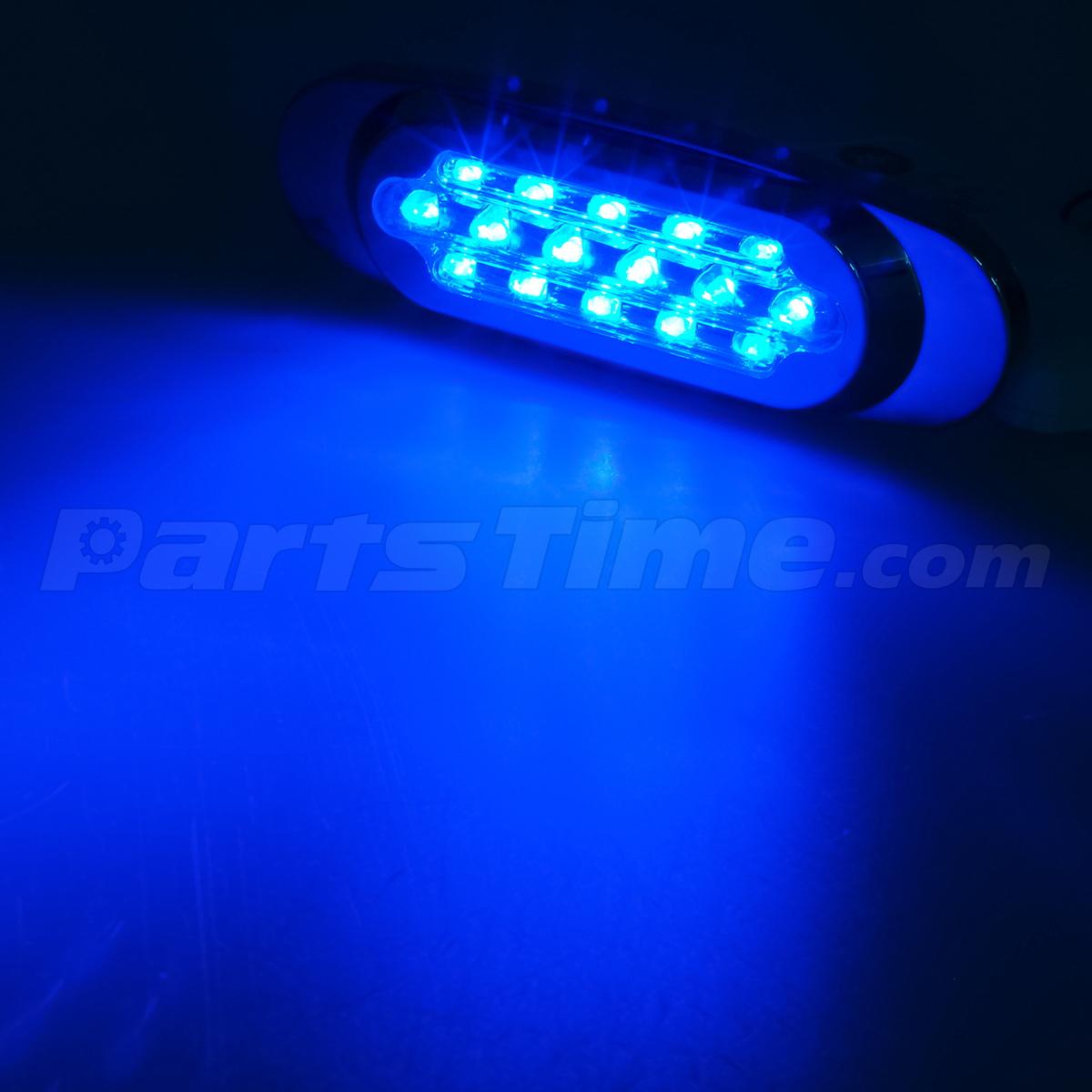 Pair Blue Led Marker Light Clearance Universal Flush Mount 16LED Bumper