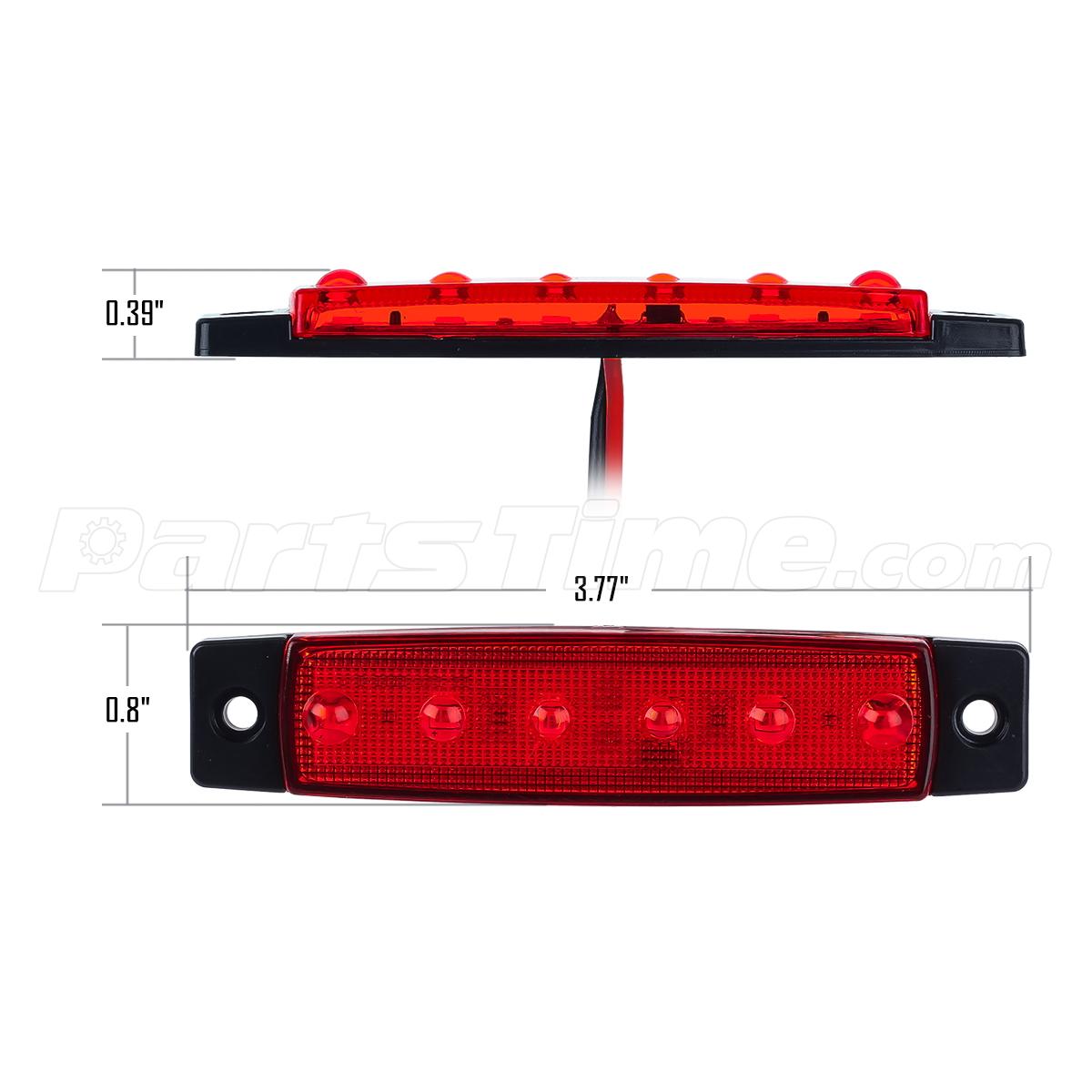 10Pcs Red 6 LED Side Marker Indicators Rear Tail light Trailer Truck