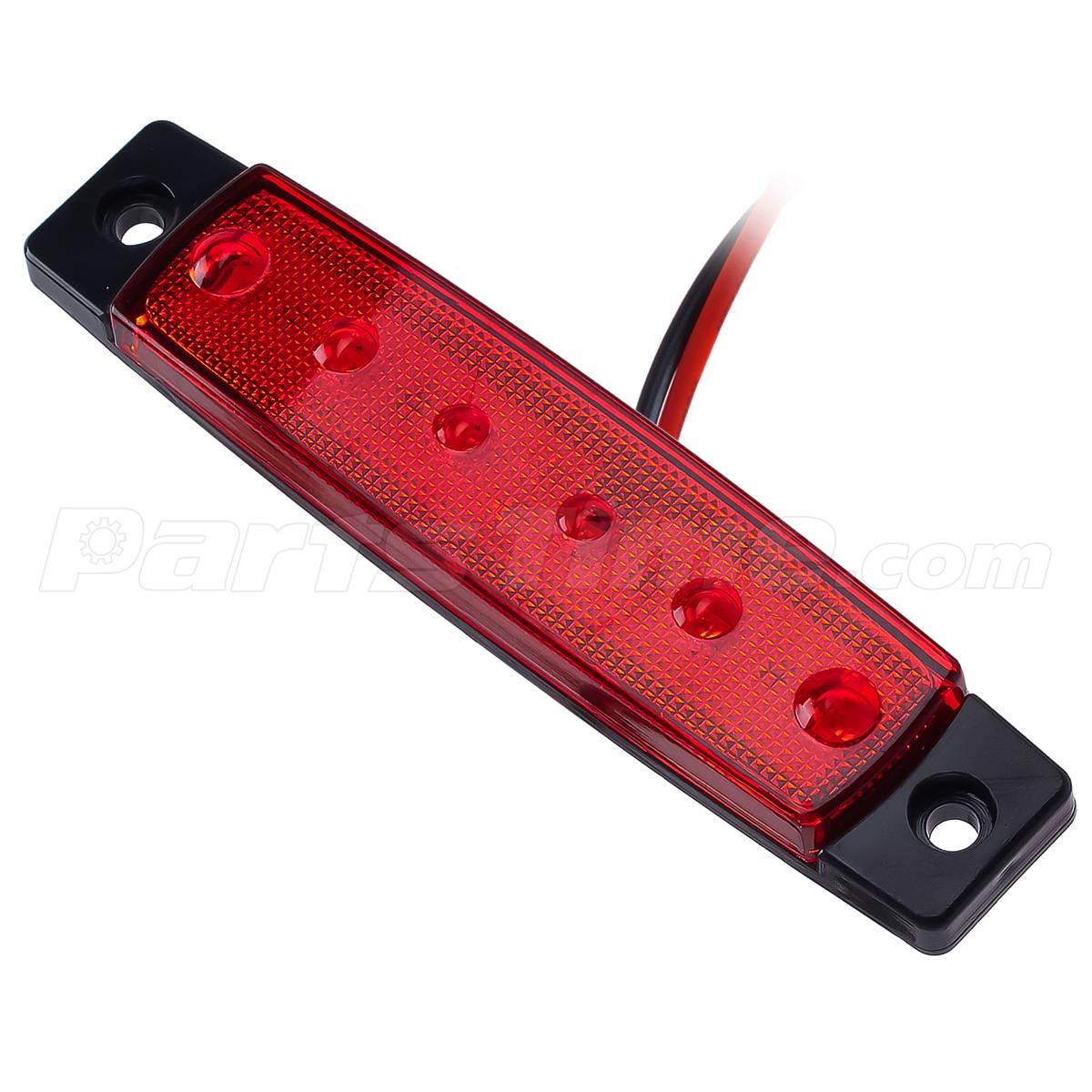 10Pcs Red 6 LED Side Marker Indicators Rear Tail light Trailer Truck