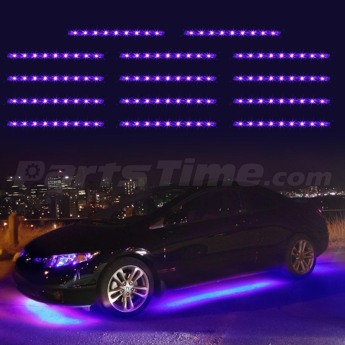 126Led 14pc Slim Strip Universal Car Neon Accent Undercar Glow Lighting