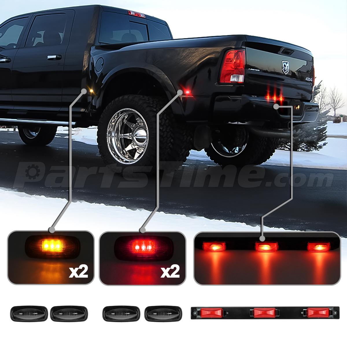 Led Id Bar Light & Smoked Led Side Fender Marker Light Dually For Dodge 