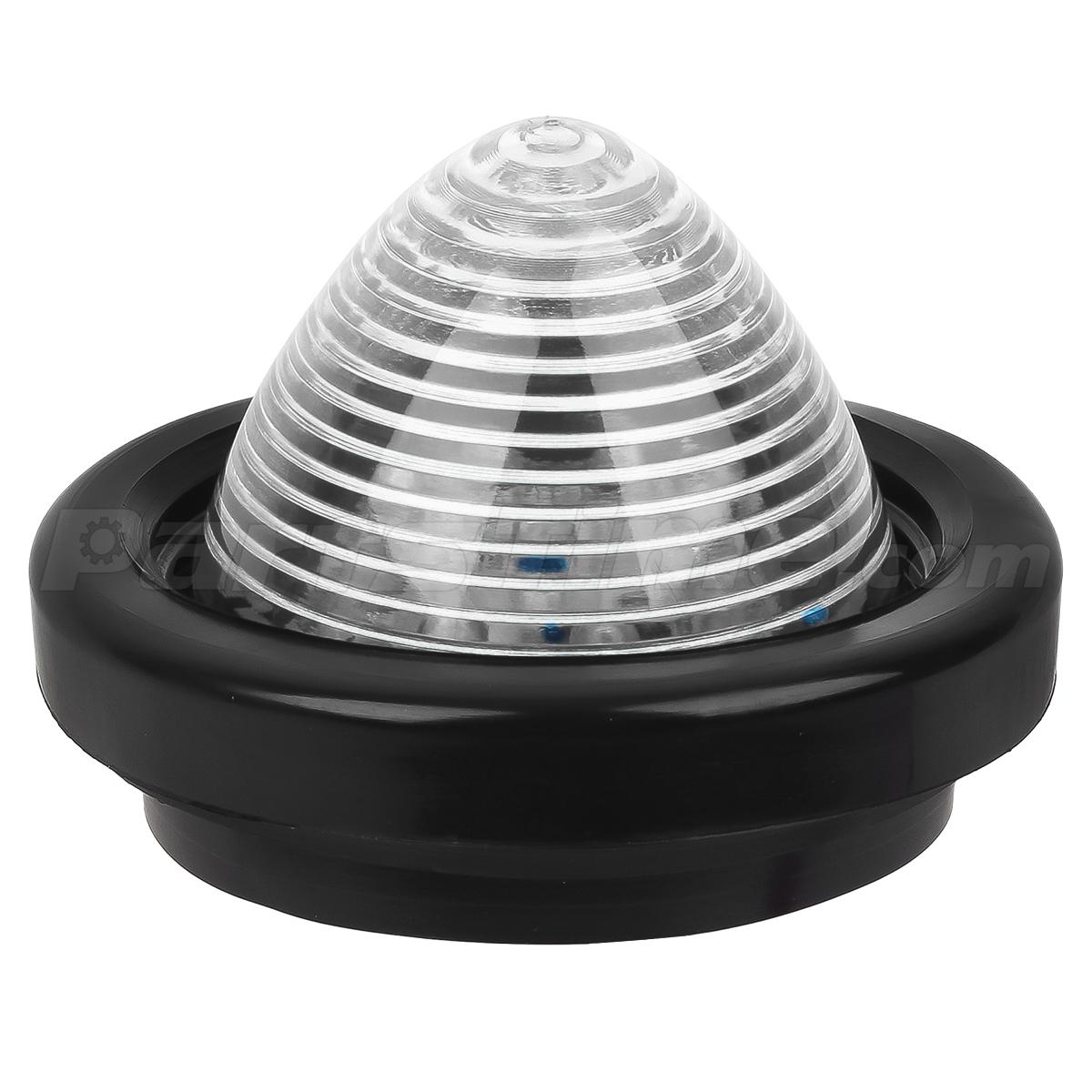 2x 2" Amber Clear Lens Beehive Cone Led Marker Lights W Rubber Grommet